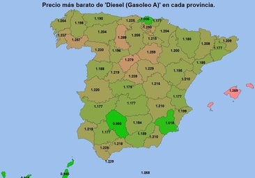 El precio de la gasolina cae en picado y vuelve a niveles de 2021: el diésel, a menos de 1'20 € en 23 provincias